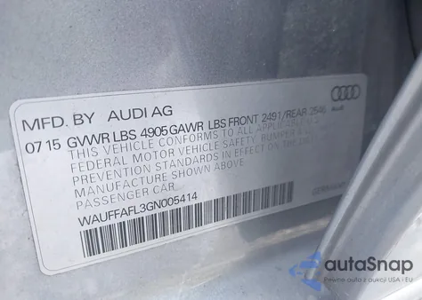 2016 Audi A4 2.0T Premium from USA, damaged, VIN WAUFFAFL3GN005414